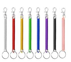 KAIAIWLUO Spirale Schlüsselring,8 PCS Stretchy Chlüsselanhänger mit Spiralkabel Angeln Farbige Plastik Schlüsselbund Frühling Flexiblem Schlüsselkette für Schlüssel Fackelzange Schularbeit Kunststoff von KAIAIWLUO