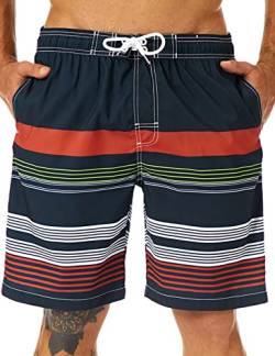 KAILUA SURF Herren-Badehose, lang, schnell trocknend, Herren-Boardshorts, 22,9 cm Schrittlänge, Herren-Badeanzüge mit Netzfutter, Streifen4, XXL von KAILUA SURF