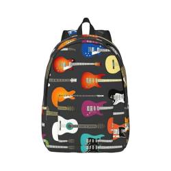KAIMEIL Unisex Canvas-Tasche mit buntem Akustik- und Gitarren-Druck, leicht, Rucksack für Damen, Schwarz , S von KAIMEIL