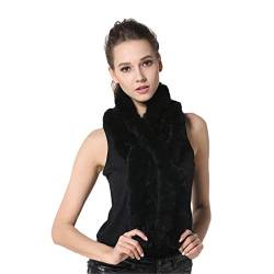 KAISHIN Echtes Fell Schal f¨¹r Frauen Rex Rabbit Fur Lange Schalld?mpfer Damen Winter Verdickung Warme Schals Schwarz von KAISHIN