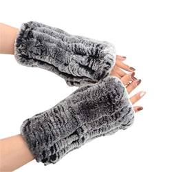 KAISHIN Winter warme Handschuhe f¨¹r Frauen Echte Rex Kaninchenfell F?ustlinge Studenten Fingerlose Handschuhe Grau von KAISHIN