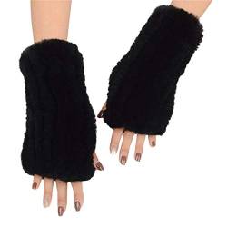 KAISHIN Winter warme Handschuhe f¨¹r Frauen Echte Rex Kaninchenfell F?ustlinge Studenten Fingerlose Handschuhe Schwarz von KAISHIN