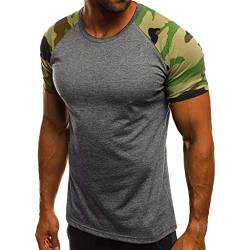 Camouflage Muster Kurzarmshirt, Herren Casual Slim Camouflage Bedruckt Kurzarm T-Shirt Top Bluse Mode Herren T-Shirt Kurzarm Shirt mit Rundhalsausschnitt von KAIXLIONLY