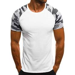 Camouflage Muster Kurzarmshirt, Herren Casual Slim Camouflage Bedruckt Kurzarm T-Shirt Top Bluse Mode Herren T-Shirt Kurzarm Shirt mit Rundhalsausschnitt von KAIXLIONLY