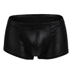 KAIXLIONLY 2022 Neu Lederslips Herren Boxershorts Lederoptik Wetlook Sexy Unterwäsche Reizwäsche für Männer Kunstleder Dessous gogo Slip Boxer Shorts Leder Slips Geschenke von KAIXLIONLY