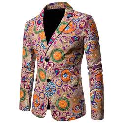 KAIXLIONLY Blazer Herren Sakko Anzugjacke Slim Fit All Over Print Männer Blazer Bedruckt Mode Casual Lang Tops 2-Knopf Anzug Jacken Herren Sakko für Party Datum Abschlussball Business von KAIXLIONLY