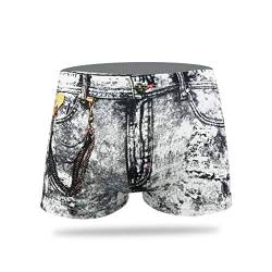 KAIXLIONLY Boxershorts Herren Sexy Unterhosen Männer Höschen Casual Boxer Shorts Atmungsaktive Retroshorts Gefälschte Jean Kurze Sexy Unterwäsche Sportunterwäsche von KAIXLIONLY