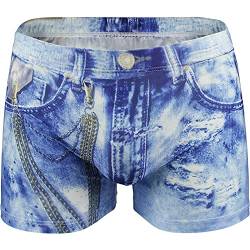 KAIXLIONLY Boxershorts Herren Sexy Unterhosen Männer Höschen Casual Boxer Shorts Atmungsaktive Retroshorts Gefälschte Jean Kurze Sexy Unterwäsche Sportunterwäsche von KAIXLIONLY