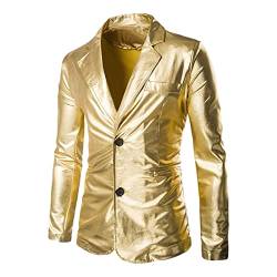 KAIXLIONLY Herren Pailletten Sakko Gold Glitzer Blazer Anzugsakko Regular Fit Männer Blazer Mode Glossy Freizeitjacke 2-Knopf Anzug Jacken Herren Sakko für Party Datum Abschlussball Hochzeit von KAIXLIONLY