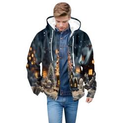 KAIXLIONLY Winterjacke Herren Warm mit Kapuze 3D-Drucken Weihnachten Muster Kapuzenjacke Dicke Männer Warme Fleece-Futter Jacke Teenager Jungen Baumwolljacke Outdoorjacke Herren-Jacken Winter von KAIXLIONLY