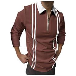 Poloshirts Herren Basic Langarm Polohemd Golf T-Shirt Regular-Fit Herren Poloshirts Bedruckte Knöpfe Casual Leichte Slim Fit Shirts mit Reißverschluss von KAIXLIONLY