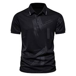 Poloshirts für Herren Sommer Kurzarmshirt Gepunktete Linie Bronzing Print Revers Kurzarm Polo Shirts Männer Basic Businesshemd Freizeithemd Oberteile von KAIXLIONLY