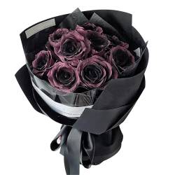 Seifenrosen, konservierte Rosen, schwarze echte Rosen, Valentinstagsgeschenke für sie, Geburtstagsgeschenke für Frauen, für die Frau, Seife, schwarze Rosen, Tulpen A fuchsia von KAJIMEIYO