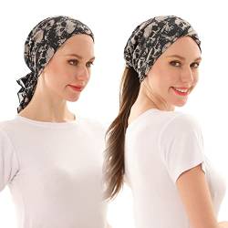 KAKU NANU Pack of 2 Beanie Damen, Exquisit Gedruckt Mütze Damen Zwanglos Turban Damen Beanie Mütze, Einheitsgröße für 55-62 cm Kopfumfang von KAKU NANU