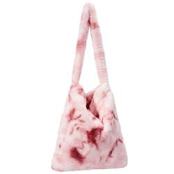 KALIDI Plüsch Handtasche mit Reißverschluss Niedlich Flauschige Crossbody Bag Damen Schultertasche für Uni Mädchen, Rosa von KALIDI FANCY FOREST