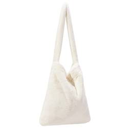 KALIDI Plüsch Handtasche mit Reißverschluss Niedlich Flauschige Crossbody Bag Damen Schultertasche für Uni Mädchen, Weiße von KALIDI FANCY FOREST