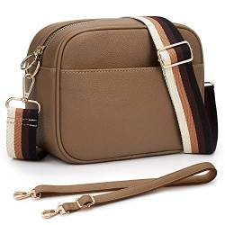 KALIDI Damen Umhängetasche, stylisch Veganem Leder Breiter Gurt Crossbody Schultertasch mit 2 abnehmbarem Schultergurt für tägliches Arbeiten, Einkaufen, Verabredungen, Reisen von KALIDI