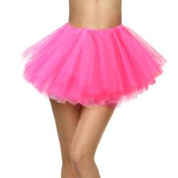 Damen-Tüllrock Tutu Rock Frauen,5-lagiges RosaTüllrock, Ballettkleidung Dehnbar Ballettrock für Ballett Party, Halloween Kostüme, Geburtstagsfeier (Rosa) von KALIONE