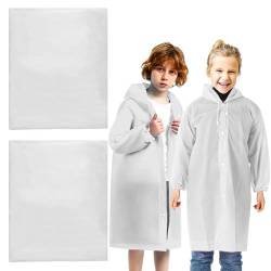 KALIONE 2 Stück Regenponcho Kinder, Kinder Regenmantel für Mädchen Jungen, Wiederverwendbar Regenmantel, Regenponchos mit Kapuze für Radfahren im Freien, Reisen, Bergsteigen, Wandern(Farbe 2) von KALIONE