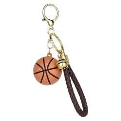 KALIONE Basketball Geschenk Schlüsselanhänger, Neuartige Sportball Schlüsselbund mit Goldenen Glocken für Sportfan, Kinder, Inspirierendes Geschenk Partygeschenke (Braun+Gold) von KALIONE