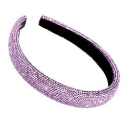 KALIONE Dickes Haarband für Frauen und Mädchen, Rosa Strass Glitzernd Rutschfest Breites Stirnband, Glitzerndes Solides Haarband, Niedlicher Haarreifen für Urlaub, Hochzeit, Haarschmuck（Hell-Pink） von KALIONE