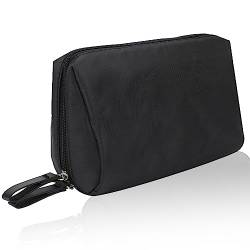 KALIONE Kleine Make-up-Tasche für Geldbörse, tragbare Kosmetiktasche, Reißverschluss, Make-up-Tasche, wasserdichte Make-up-Tasche für Frauen, Schwarz, Mini-Aufbewahrungstasche von KALIONE