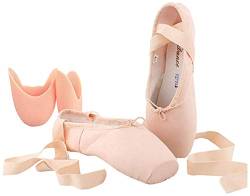 tanzmuster Ballettschuhe/Ballettschläppchen aus Satin, Geteilte Ledersohle, rosa und Champagner von KALUNBS