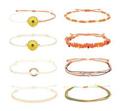 KALVICA 8/9 Stück Armbands Damen Mädchen, Geflochtenes Armband Boho, Freundschafts Armband Verstellbar von KALVICA