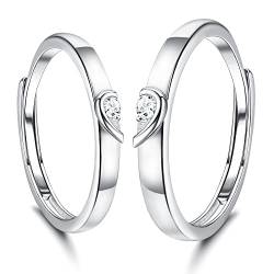 KALVICA Herz Paar Ring Silber 925 für Damen und Herren Verstellbare Ringe für Paare Freundschaftsringe Verlobungsring mit Gravur I Love You Paar Ringe von KALVICA