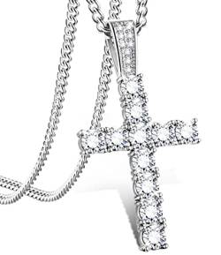 KALVICA Kreuz Halskette für Damen Herren Glänzende Zirkonia Kreuz Halskette Symbol Basic Religion Kette Halskette mit Klein Kreuz Anhänger Simulationsdiamant von KALVICA