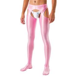 KAMEIMEI Glossy Strumpfhose Herren Offener Schritt Dessous Leggings Ouvert Pantyhose Open Crotch Cut Out Unterwäsche Unterhose Lang Reizwäsche Strumpfhose-Ouvert Mesh Hose Männer Legging von KAMEIMEI