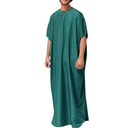 KAMEIMEI Muslimische Robe Herren Einfarbig muslimisches Kleid Islamischen Dubai Männer-Muslimische Kleider Ethnische Maxikleid Ramadan Roben Taiji Kleidung von KAMEIMEI