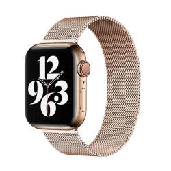 KAMINRUN Mesh Metallbänder Kompatibel mit Apple Watch Band 42mm 44mm 45mm 49mm, Edelstahl Magnetic Loop Armband für iWatch Ultra/2 Series SE 9/8/7/6/5/4/3/2/1 Männer Frauen(rosa) von KAMINRUN