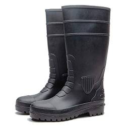 KAMPCO Herren Gummiregenstiefel, breite, wasserdichte, rutschfeste Gartenarbeitsstiefel, breite, mittelgroße Jagdstiefel, schwarz von KAMPCO