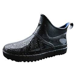 KAMPCO Stiefeletten für Frauen ohne Absatz, wasserdichte Regenstiefel für Mud Working Gardening, Schwarz/Blau von KAMPCO