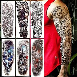 Baofuli Voller Arm Männer Frauen Temporäre Tattoos Aufkleber Lange Maori Totem Fake Tattoos Body Art Wasserdichte Tattoos Aufkleber Make-Up von KAMRL