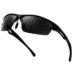 KANASTAL Radsportbrillen Damen und Herren Polarisiert Matt Schwarz UV Schutz Fahrradbrille Superleichtes Radsportbrillen für Outdoor Sportarten von KANASTAL