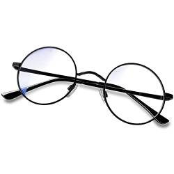 KANASTAL Runde Brille Herren Retro Blaulichtfilter Brillen Computer Gaming Brillen Anti Müdigkeit Lesebrille mit UV Schutz Schwarz von KANASTAL