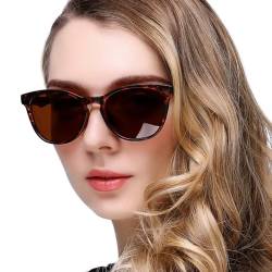 KANASTAL Sonnenbrille Damen Braun Klassisch Retro Sonnenbrillen Polarisiert Schmales Gesicht mit UV400 Schutz Modische Frauen brille von KANASTAL