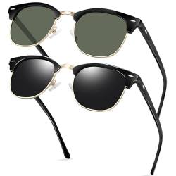 KANASTAL Sonnenbrille Halbrahmen Polarisiert für Herren und Damen Glänzend Schwarz Gold Rahmen Brille und Matt Schwarz Rahmen Braun Sonnenbrillen von KANASTAL