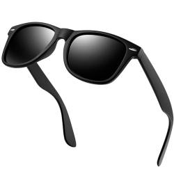 KANASTAL Sonnenbrille Herren Matt Schwarz Polarisierte Damen Sonnenbrillen UV400 Schutz Rechteck Retro Unisex Klassische Fahrende Brille für Reise Wandern und Alltag von KANASTAL