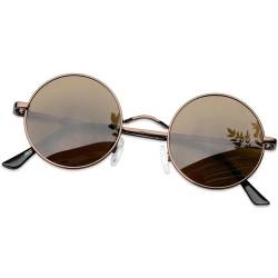 KANASTAL Sonnenbrille Herren Rund Braun Gläser Runde Rave Brille Polarisiert Steampunk Vintage Sonnenbrille 90er Style UV Schutz für Fahren und Alltag von KANASTAL