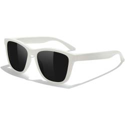 KANASTAL Sonnenbrille Herren und Damen Polarisiert Linse Schwarz Weiß Rahmen Sonnenbrillen UV400 Schutz Klassische Retro sonnenbrille von KANASTAL