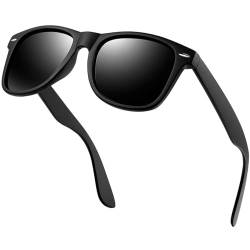 KANASTAL Sonnenbrille Herren und Damen Polarisiert Schwarz Retro Sonnenbrillen Unisex Klassisch Rechteckig Sonnenbrille mit UV400 Schutz von KANASTAL