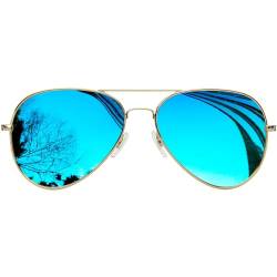 KANASTAL Sonnenbrille Herren und Damen Verspiegelt Blau Gläser mit Premium Metallrahmen UV400 Schutz klassisch Spiegelglas Sonnenbrille von KANASTAL