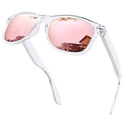 KANASTAL Sonnenbrille Herren und Damen Verspiegelt Rosa Gläser Transparent Clear Brille Klassische Durchsichtig Sonnenbrillen für Reise Wandern und Alltag von KANASTAL