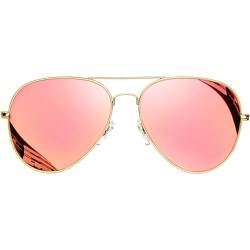 KANASTAL Sonnenbrille Herren und Damen Verspiegelt Rosa Gläser mit Premium Metallrahmen UV400 Schutz klassisch Spiegelglas Sonnenbrille von KANASTAL