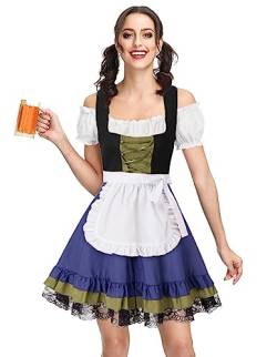 KANCY KOLE Damen Trachtenkleid für Oktoberfest Bayerisches Oktoberfest Kostüme Königsblau L KCH02115-1 von KANCY KOLE