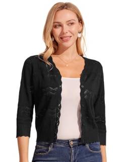 KANCY KOLE Damen V-Ausschnitt Solid Cardigan Top Schwarz M von KANCY KOLE