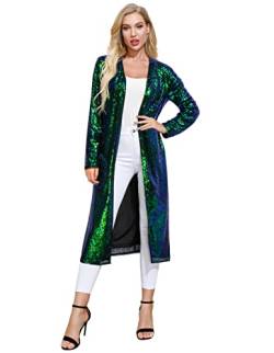 KANCY KOLE Glamouröse Damenjacke mit Glitzerärmeln Grün M von KANCY KOLE